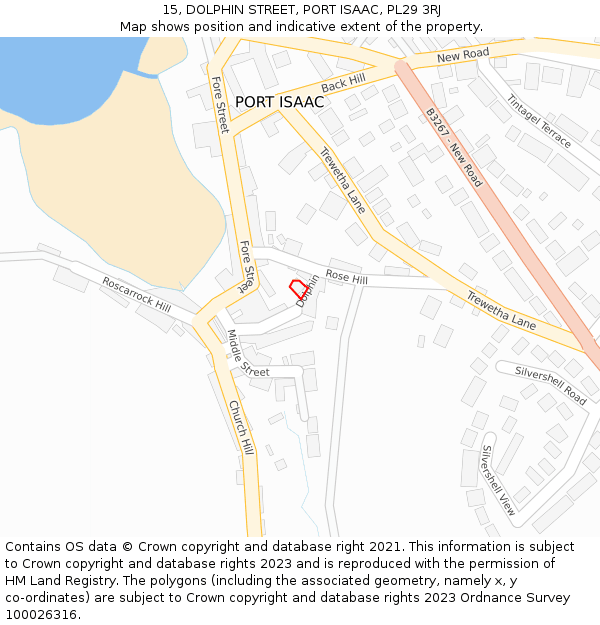 15, DOLPHIN STREET, PORT ISAAC, PL29 3RJ: Location map and indicative extent of plot