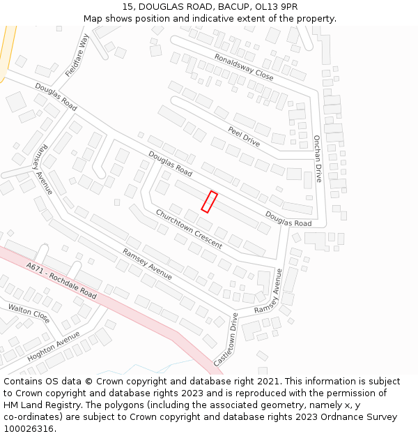 15, DOUGLAS ROAD, BACUP, OL13 9PR: Location map and indicative extent of plot