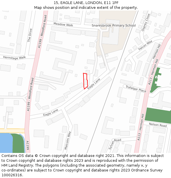 15, EAGLE LANE, LONDON, E11 1PF: Location map and indicative extent of plot