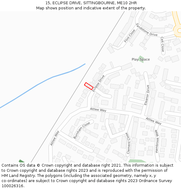 15, ECLIPSE DRIVE, SITTINGBOURNE, ME10 2HR: Location map and indicative extent of plot