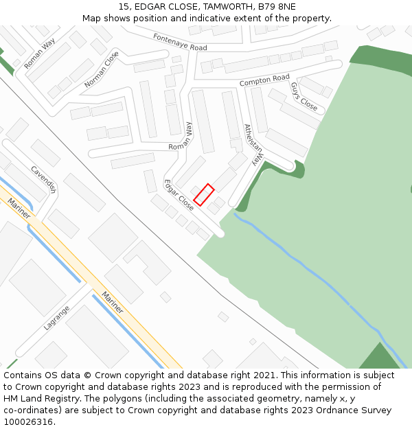 15, EDGAR CLOSE, TAMWORTH, B79 8NE: Location map and indicative extent of plot