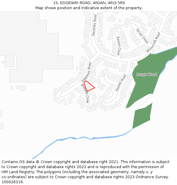 15, EDGEWAY ROAD, WIGAN, WN3 5RS: Location map and indicative extent of plot