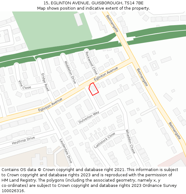 15, EGLINTON AVENUE, GUISBOROUGH, TS14 7BE: Location map and indicative extent of plot