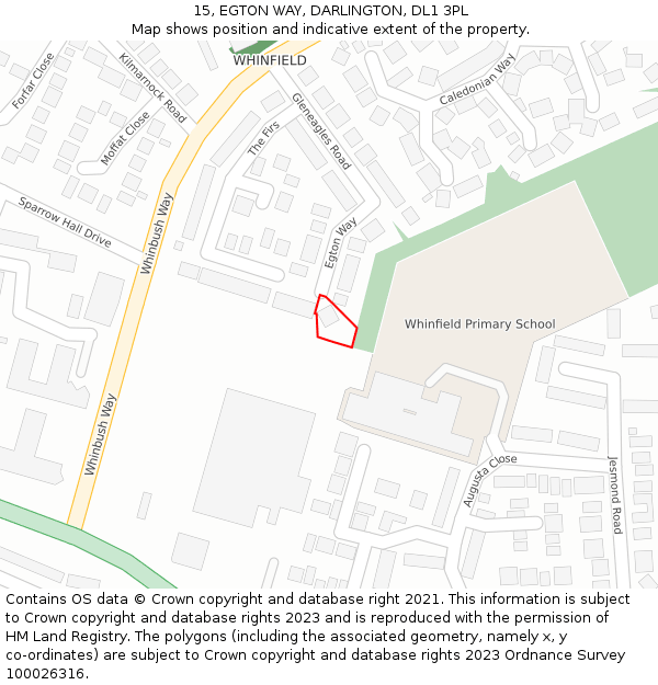 15, EGTON WAY, DARLINGTON, DL1 3PL: Location map and indicative extent of plot