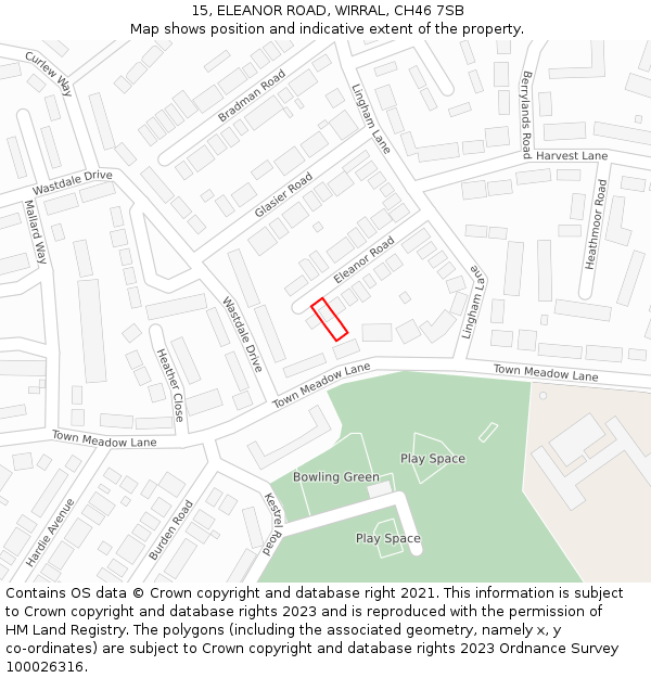 15, ELEANOR ROAD, WIRRAL, CH46 7SB: Location map and indicative extent of plot