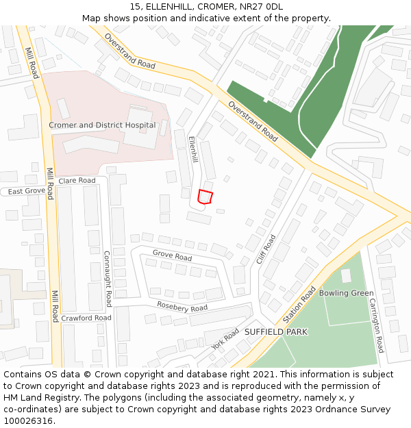 15, ELLENHILL, CROMER, NR27 0DL: Location map and indicative extent of plot