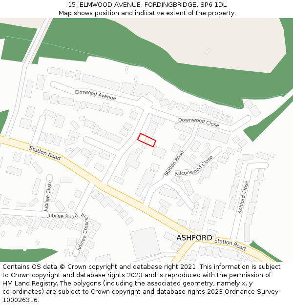 15, ELMWOOD AVENUE, FORDINGBRIDGE, SP6 1DL: Location map and indicative extent of plot
