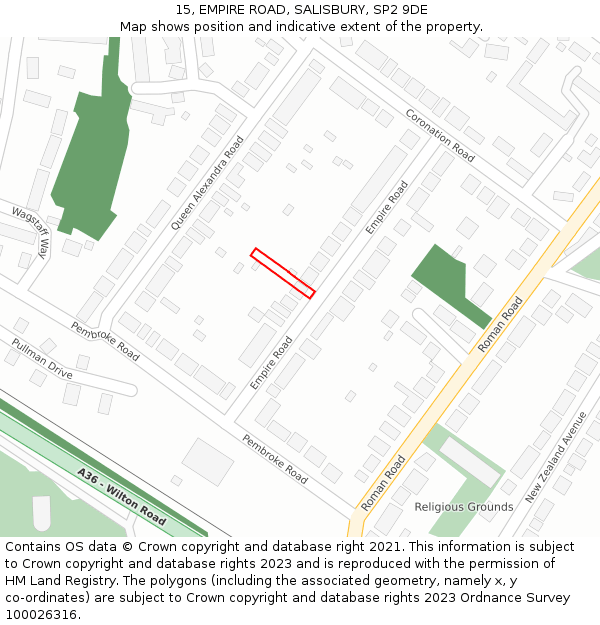 15, EMPIRE ROAD, SALISBURY, SP2 9DE: Location map and indicative extent of plot