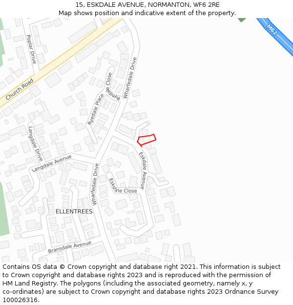 15, ESKDALE AVENUE, NORMANTON, WF6 2RE: Location map and indicative extent of plot