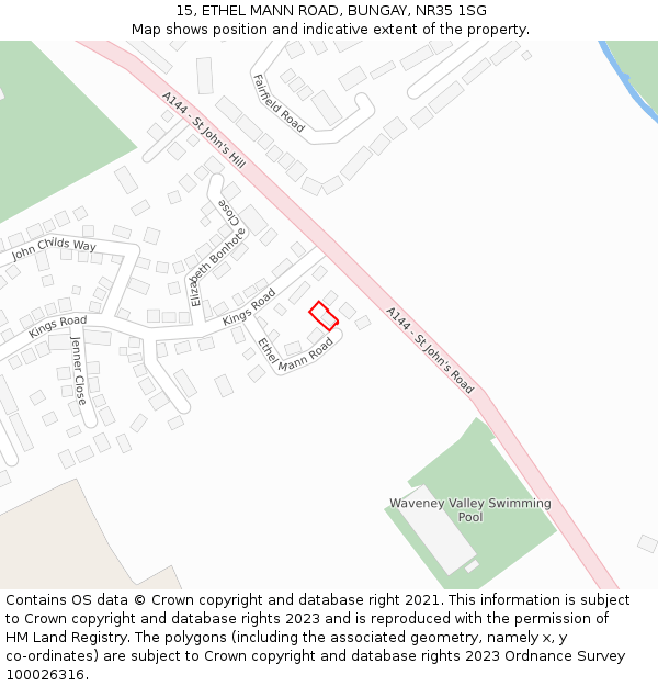 15, ETHEL MANN ROAD, BUNGAY, NR35 1SG: Location map and indicative extent of plot