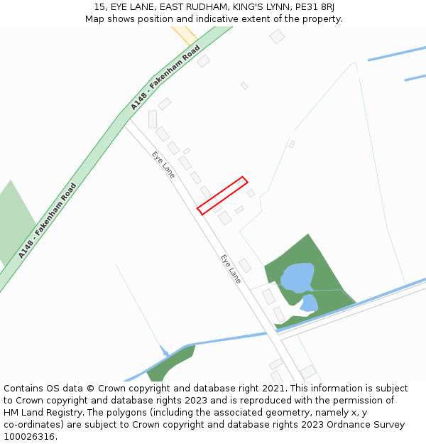 15, EYE LANE, EAST RUDHAM, KING'S LYNN, PE31 8RJ: Location map and indicative extent of plot