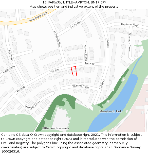 15, FAIRWAY, LITTLEHAMPTON, BN17 6PY: Location map and indicative extent of plot