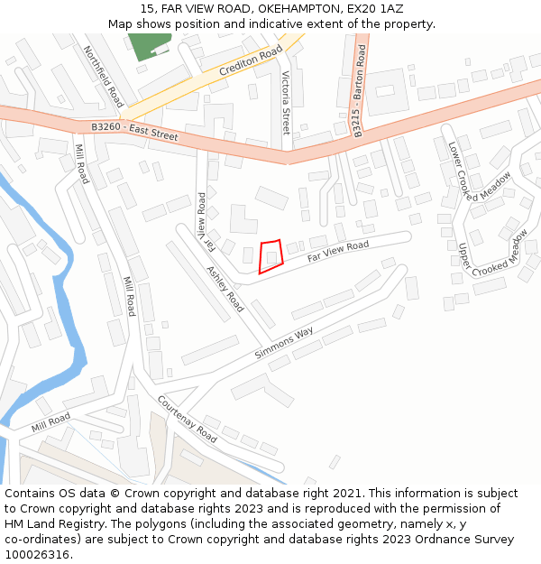 15, FAR VIEW ROAD, OKEHAMPTON, EX20 1AZ: Location map and indicative extent of plot