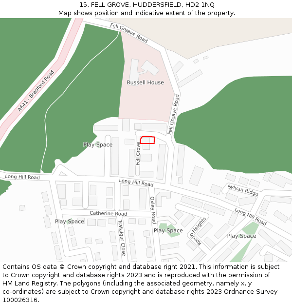 15, FELL GROVE, HUDDERSFIELD, HD2 1NQ: Location map and indicative extent of plot