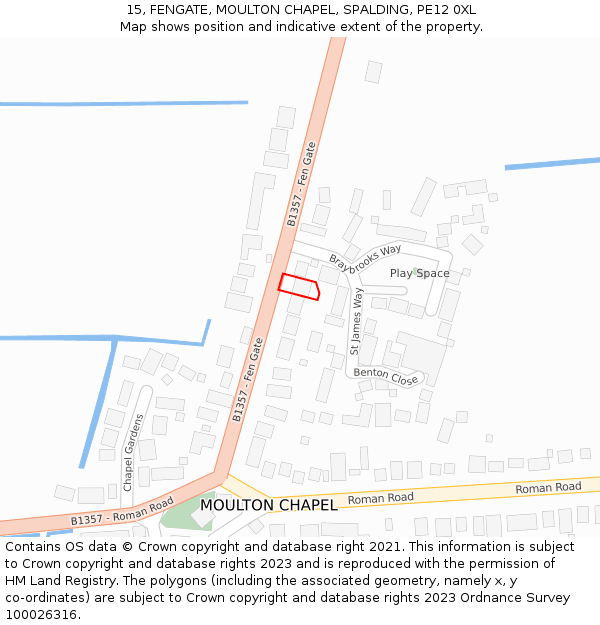 15, FENGATE, MOULTON CHAPEL, SPALDING, PE12 0XL: Location map and indicative extent of plot