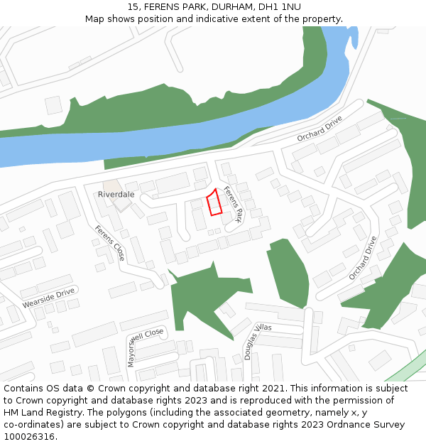 15, FERENS PARK, DURHAM, DH1 1NU: Location map and indicative extent of plot