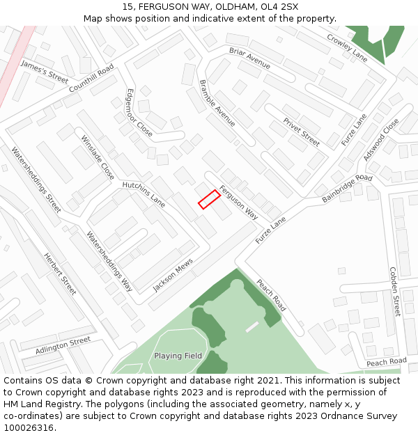 15, FERGUSON WAY, OLDHAM, OL4 2SX: Location map and indicative extent of plot