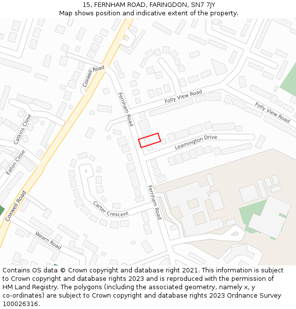 15, FERNHAM ROAD, FARINGDON, SN7 7JY: Location map and indicative extent of plot