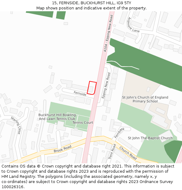 15, FERNSIDE, BUCKHURST HILL, IG9 5TY: Location map and indicative extent of plot