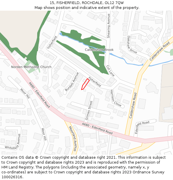 15, FISHERFIELD, ROCHDALE, OL12 7QW: Location map and indicative extent of plot