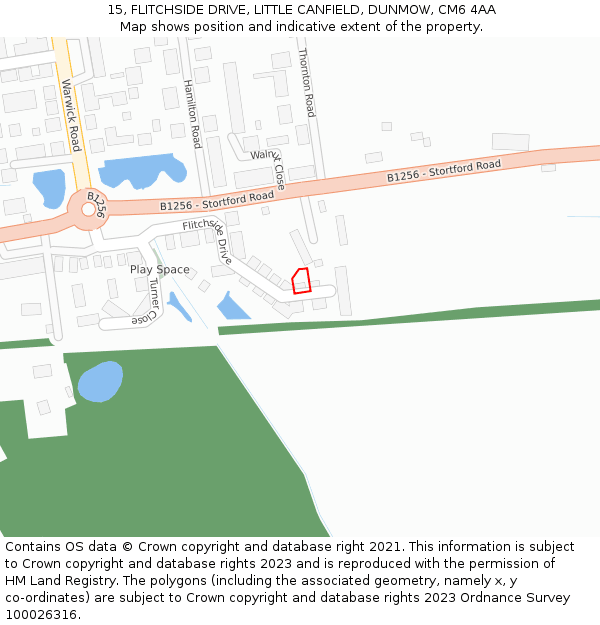 15, FLITCHSIDE DRIVE, LITTLE CANFIELD, DUNMOW, CM6 4AA: Location map and indicative extent of plot