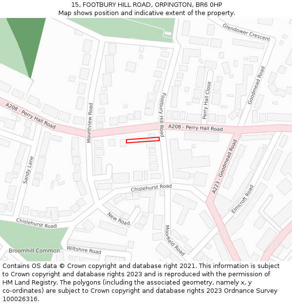 15, FOOTBURY HILL ROAD, ORPINGTON, BR6 0HP: Location map and indicative extent of plot