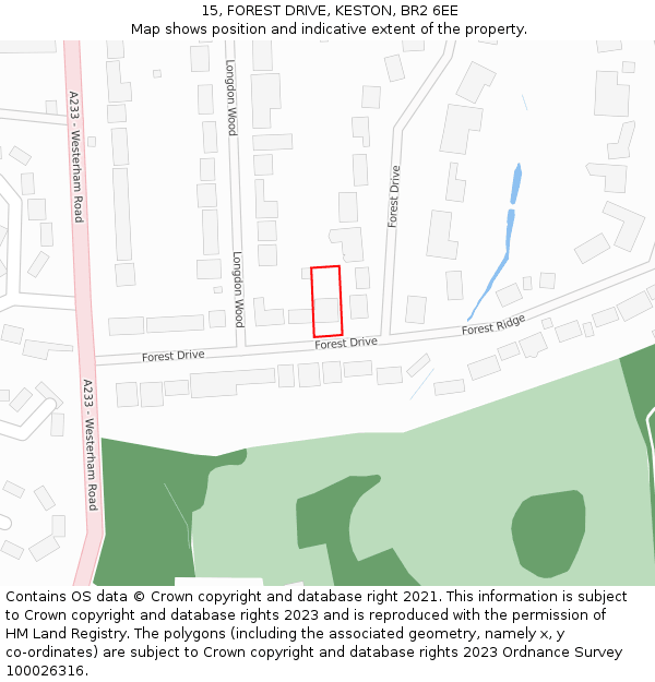 15, FOREST DRIVE, KESTON, BR2 6EE: Location map and indicative extent of plot