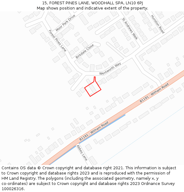 15, FOREST PINES LANE, WOODHALL SPA, LN10 6PJ: Location map and indicative extent of plot