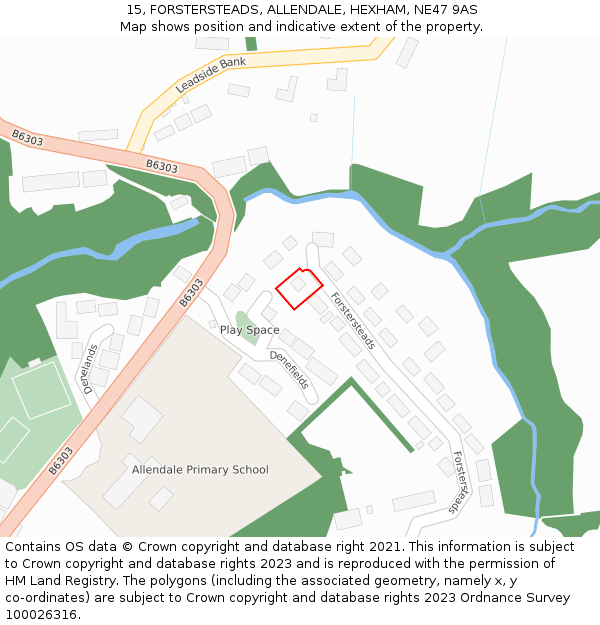 15, FORSTERSTEADS, ALLENDALE, HEXHAM, NE47 9AS: Location map and indicative extent of plot