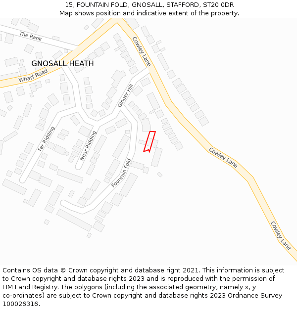 15, FOUNTAIN FOLD, GNOSALL, STAFFORD, ST20 0DR: Location map and indicative extent of plot