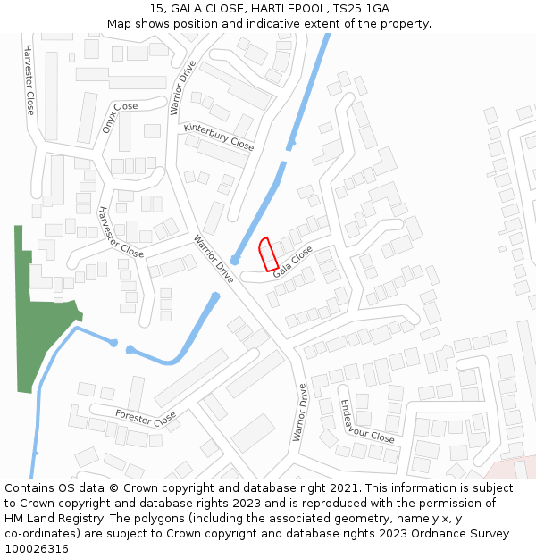 15, GALA CLOSE, HARTLEPOOL, TS25 1GA: Location map and indicative extent of plot