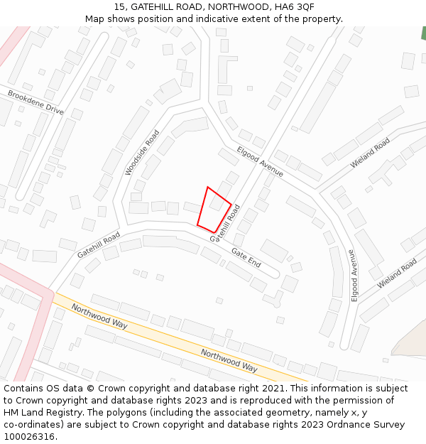 15, GATEHILL ROAD, NORTHWOOD, HA6 3QF: Location map and indicative extent of plot