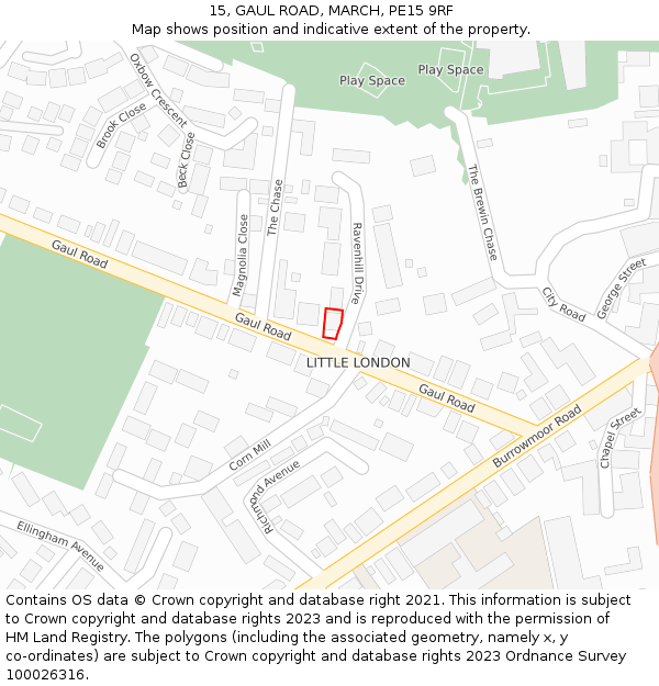 15, GAUL ROAD, MARCH, PE15 9RF: Location map and indicative extent of plot