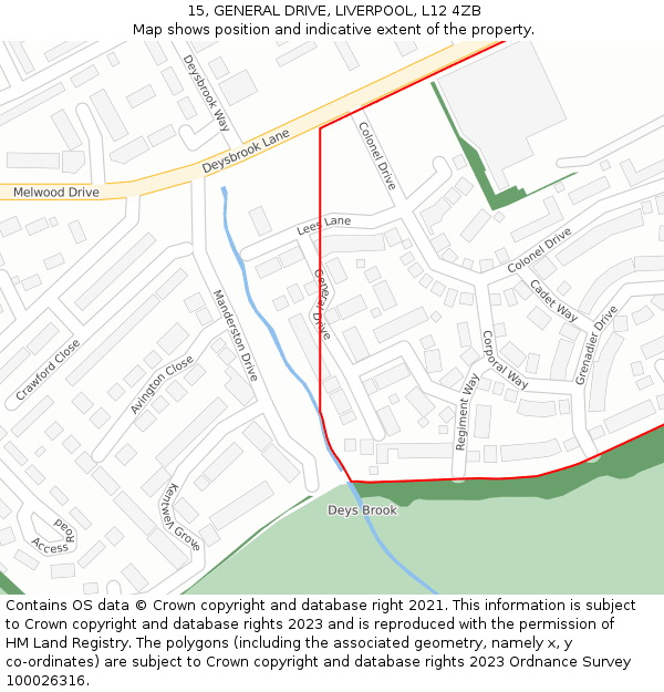 15, GENERAL DRIVE, LIVERPOOL, L12 4ZB: Location map and indicative extent of plot