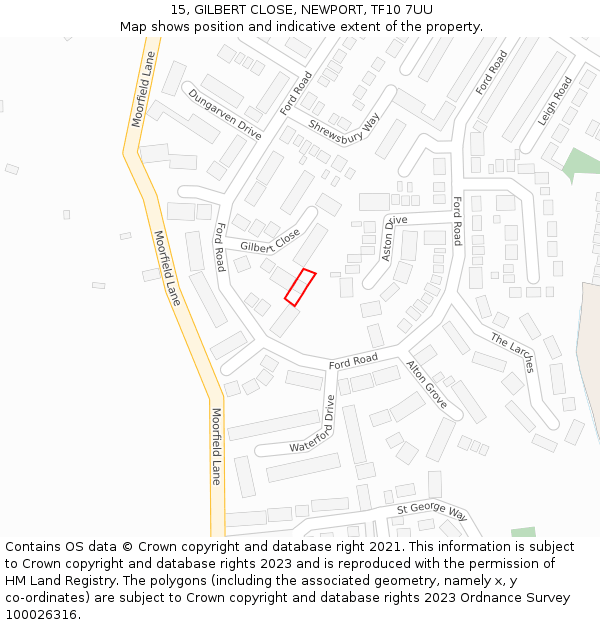 15, GILBERT CLOSE, NEWPORT, TF10 7UU: Location map and indicative extent of plot