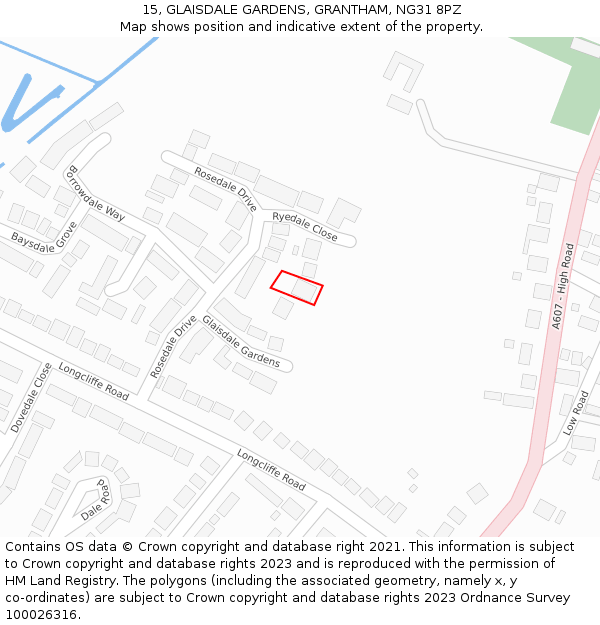 15, GLAISDALE GARDENS, GRANTHAM, NG31 8PZ: Location map and indicative extent of plot