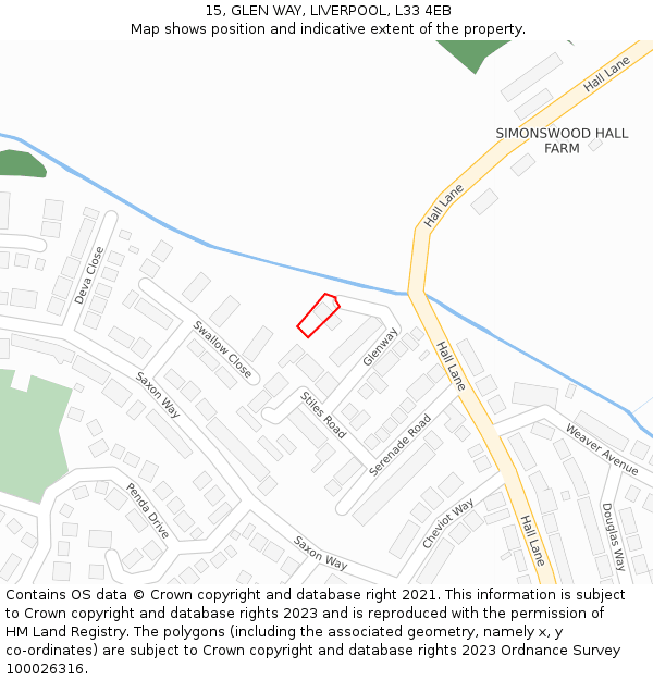 15, GLEN WAY, LIVERPOOL, L33 4EB: Location map and indicative extent of plot