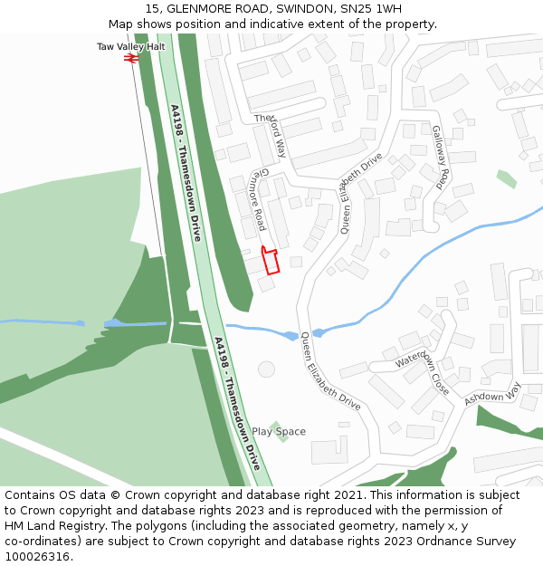 15, GLENMORE ROAD, SWINDON, SN25 1WH: Location map and indicative extent of plot