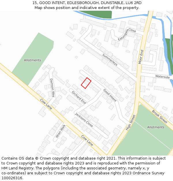 15, GOOD INTENT, EDLESBOROUGH, DUNSTABLE, LU6 2RD: Location map and indicative extent of plot