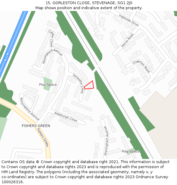 15, GORLESTON CLOSE, STEVENAGE, SG1 2JS: Location map and indicative extent of plot