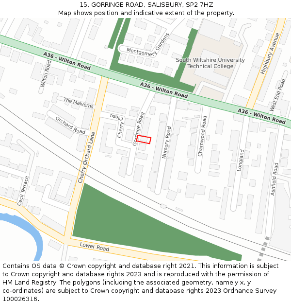 15, GORRINGE ROAD, SALISBURY, SP2 7HZ: Location map and indicative extent of plot