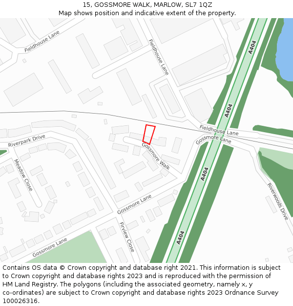 15, GOSSMORE WALK, MARLOW, SL7 1QZ: Location map and indicative extent of plot