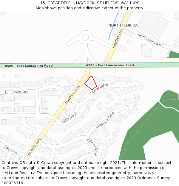 15, GREAT DELPH, HAYDOCK, ST HELENS, WA11 0YE: Location map and indicative extent of plot