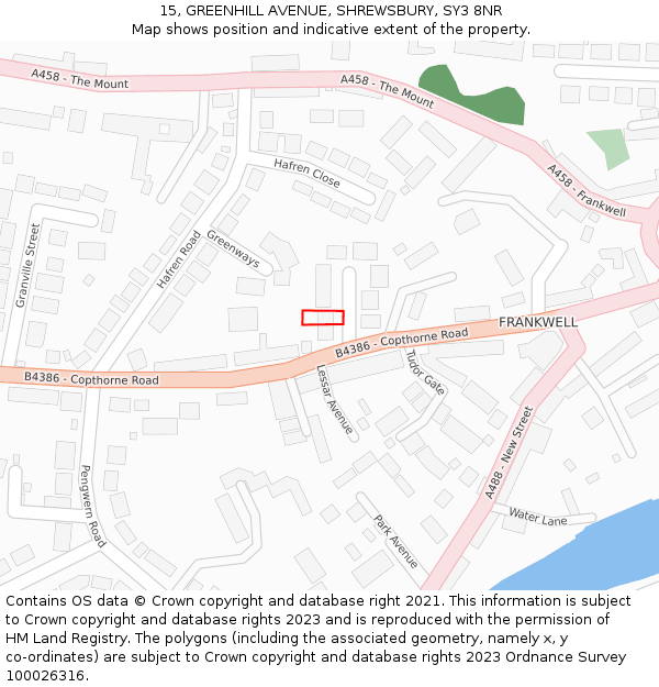 15, GREENHILL AVENUE, SHREWSBURY, SY3 8NR: Location map and indicative extent of plot