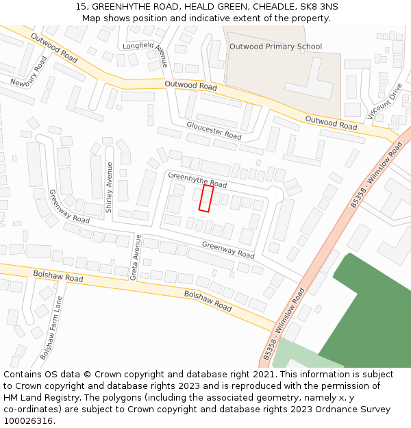 15, GREENHYTHE ROAD, HEALD GREEN, CHEADLE, SK8 3NS: Location map and indicative extent of plot