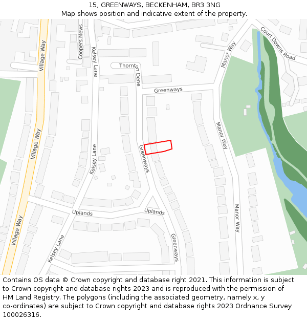 15, GREENWAYS, BECKENHAM, BR3 3NG: Location map and indicative extent of plot