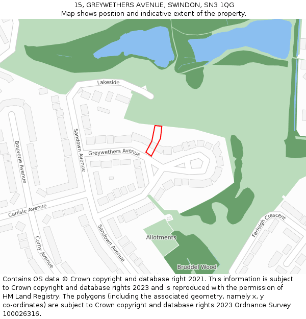 15, GREYWETHERS AVENUE, SWINDON, SN3 1QG: Location map and indicative extent of plot