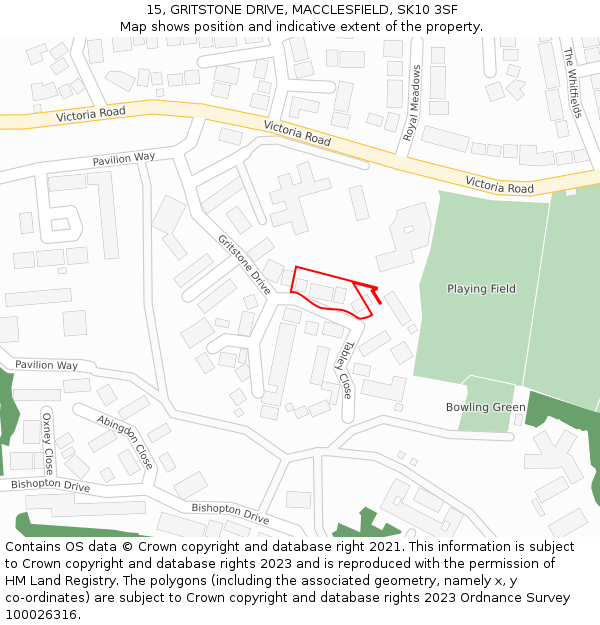 15, GRITSTONE DRIVE, MACCLESFIELD, SK10 3SF: Location map and indicative extent of plot