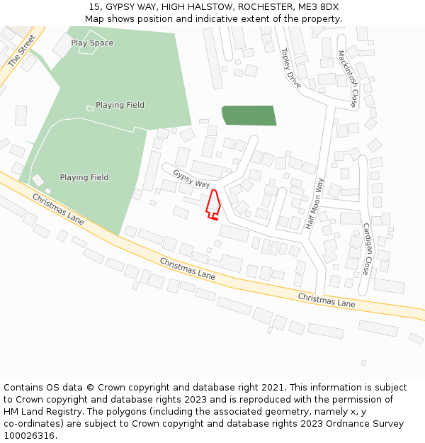 15, GYPSY WAY, HIGH HALSTOW, ROCHESTER, ME3 8DX: Location map and indicative extent of plot