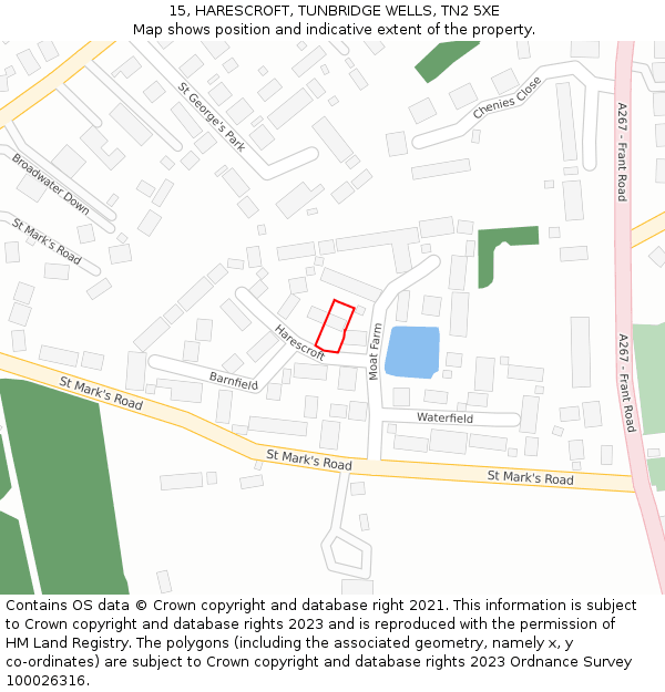 15, HARESCROFT, TUNBRIDGE WELLS, TN2 5XE: Location map and indicative extent of plot